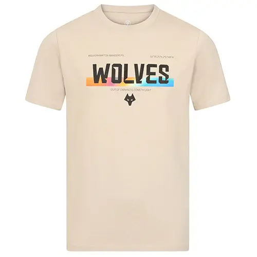 Wolves Fanshop | Gradient Wordmark T-Shirt – Beige Wolves Merchandise Collection